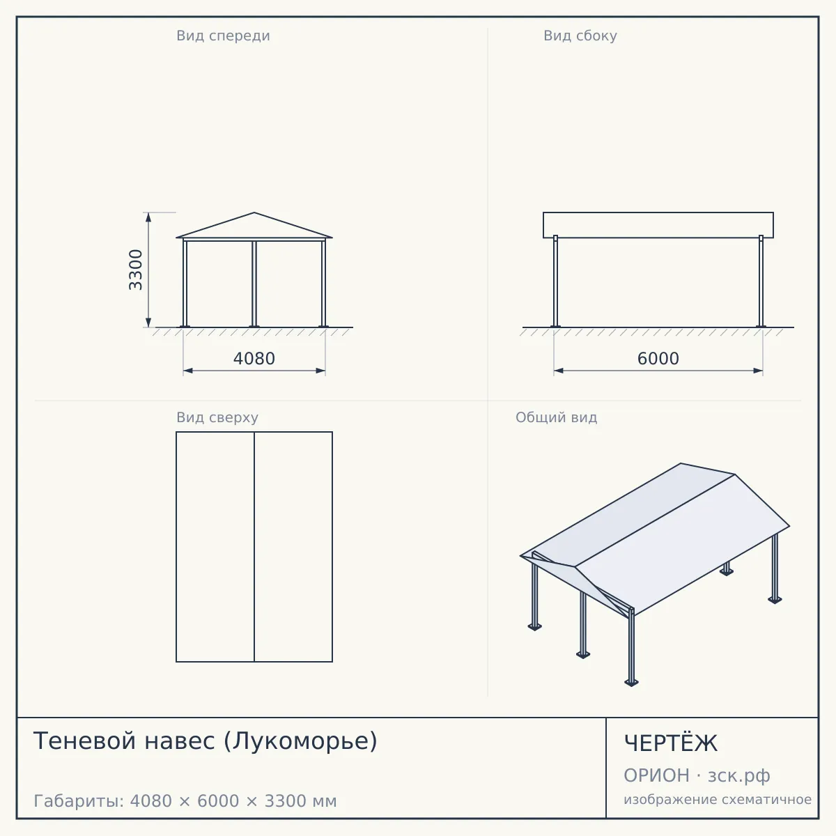 Теневой навес (Лукоморье) — чертёж